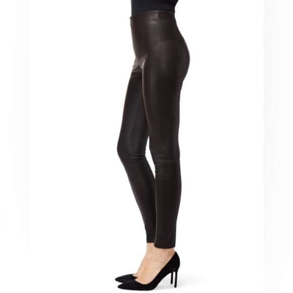 J Brand Black 100% Lamb Leather Pull On High Rise Skinny Pant Legging M - Picture 6 of 10